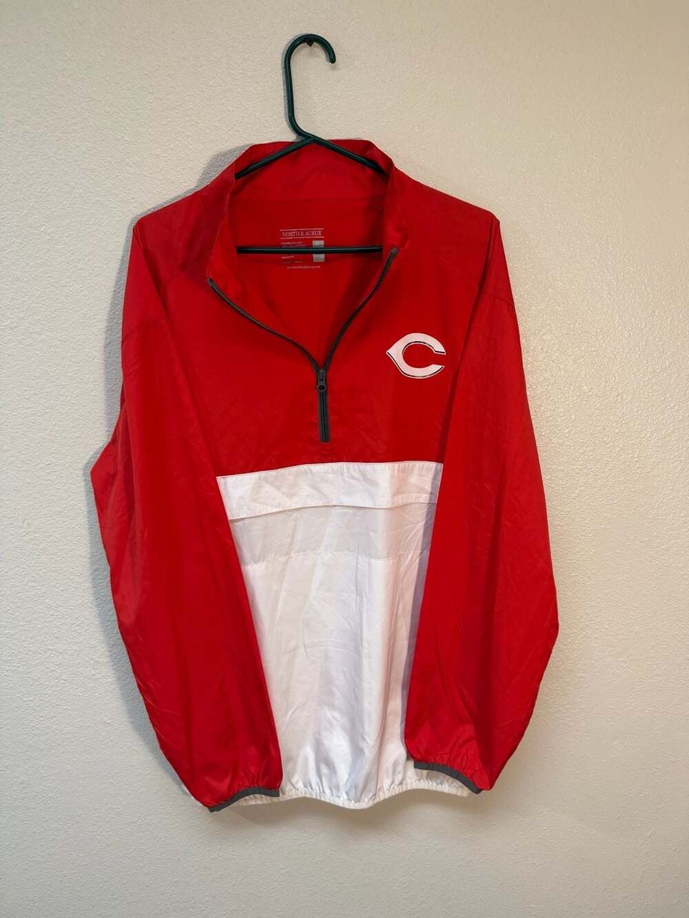 North & Acrux Cincinnati Reds MLB Half Zip Pullover Wind Jacket Red White Size M